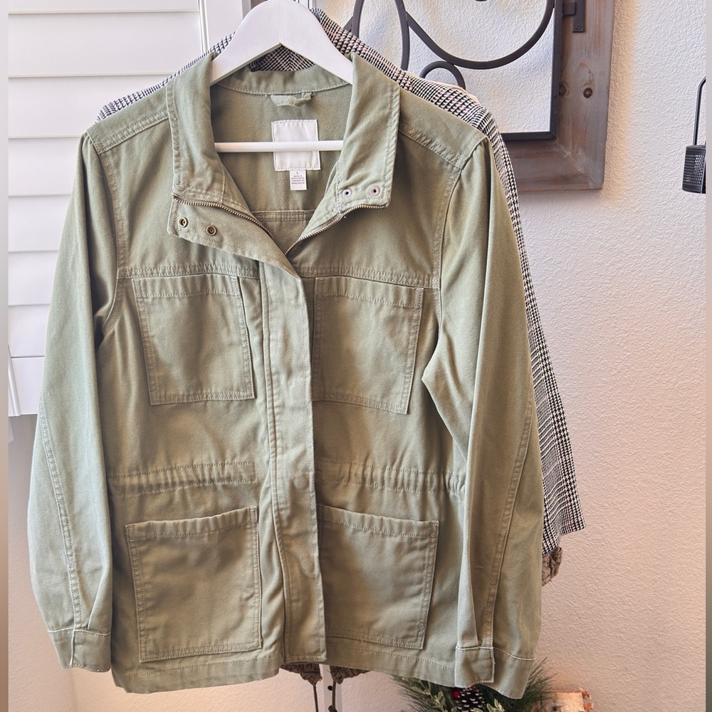 Vintage America Olive Green Utility/Chore Jacket Anorak Drawstring. Size L